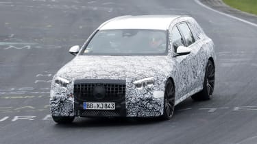 Mercedes-AMG E53 estate (camouflaged) - front cornering