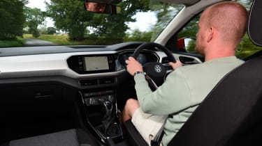Auto Express chief reviewer Alex Ingram driving the Volkswagen T-Cross Move in the UK